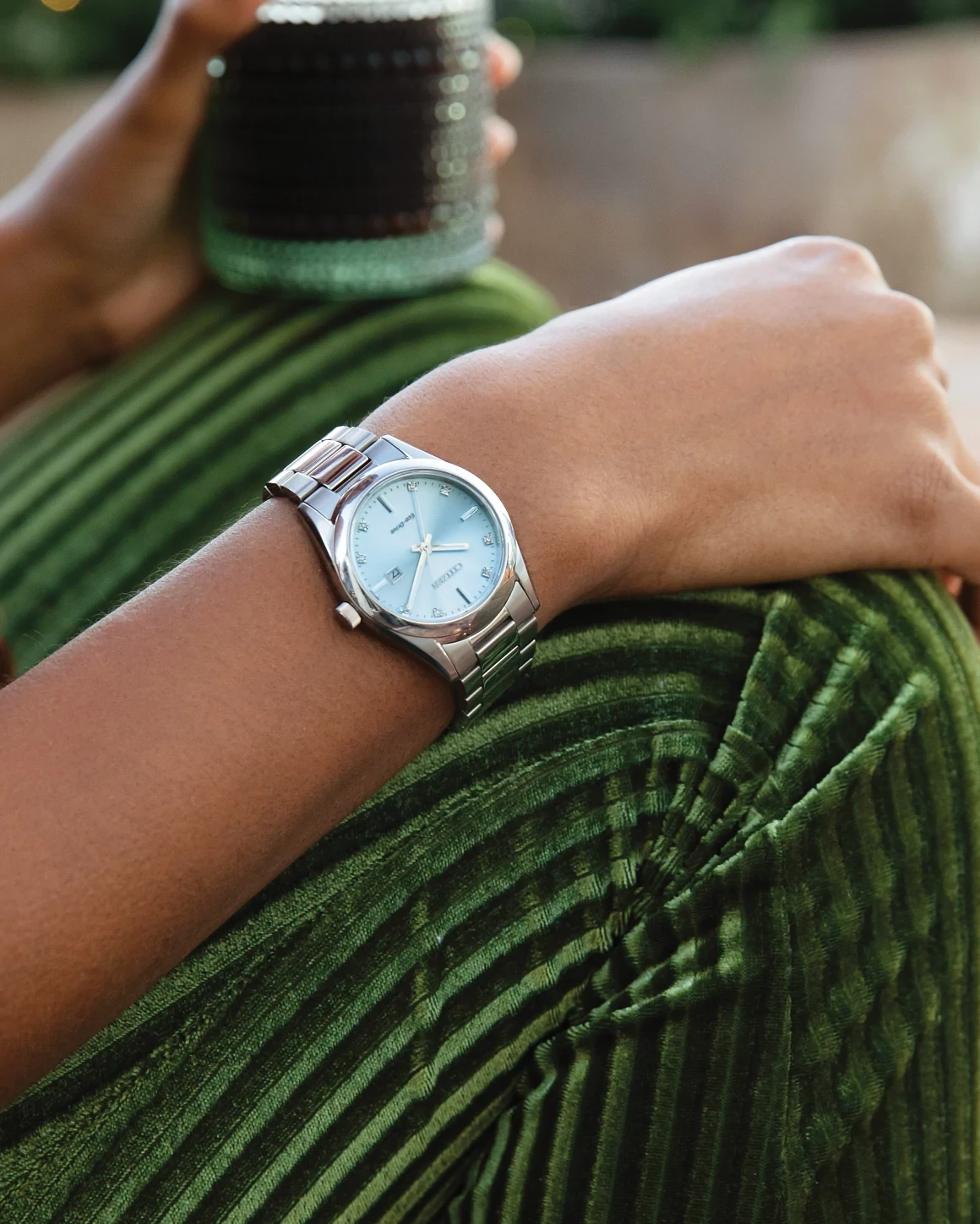 Sport Luxury Light Blue Dial Stainless Steel Bracelet EW2700-54L